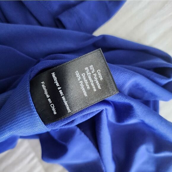 ASTR THE LABEL rushed sides twist drape  front blue persian jewel dress - Picture 11 of 13